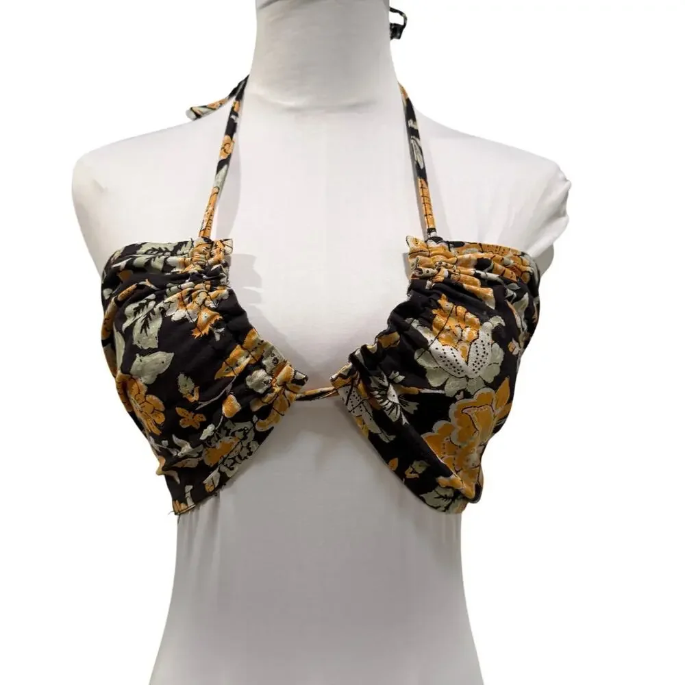 Free People Summer of Love Bandeau Convertible Floral Halter Top Small Boho